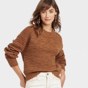 Universal thread brown fisherman sweater size m crop